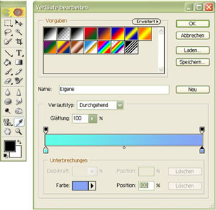 Photoshop Verlaufswerkzeug Fenster