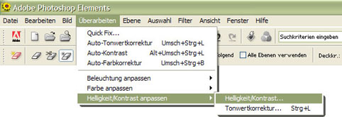 Photoshop Helligkeit und Kontrast